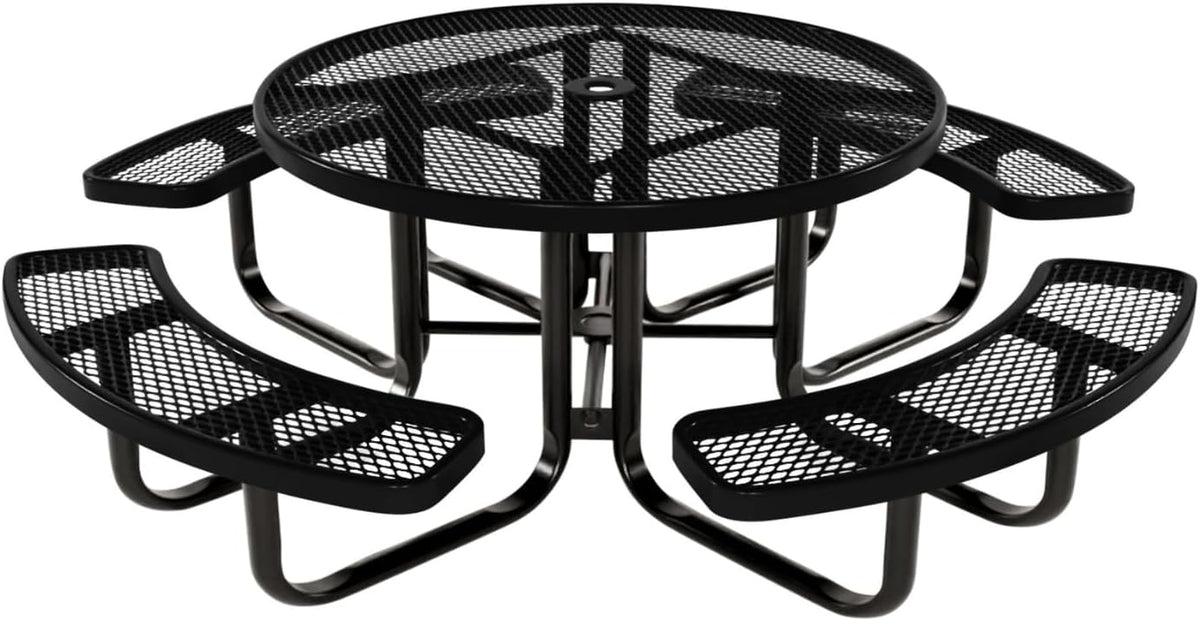 Coated Outdoor Furniture Heavy-Duty Portable Outdoor Kids Table with Umbrella Hole, Expanded Metal