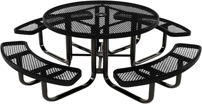 Coated Outdoor Furniture Heavy-Duty Portable Outdoor Kids Table with Umbrella Hole, Expanded Metal
