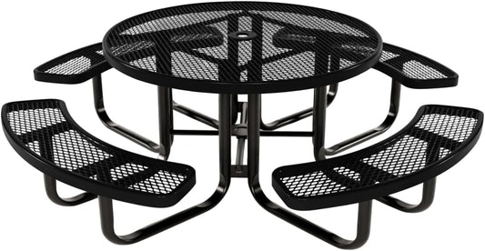 Coated Outdoor Furniture Heavy-Duty Portable Outdoor Kids Table with Umbrella Hole, Expanded Metal