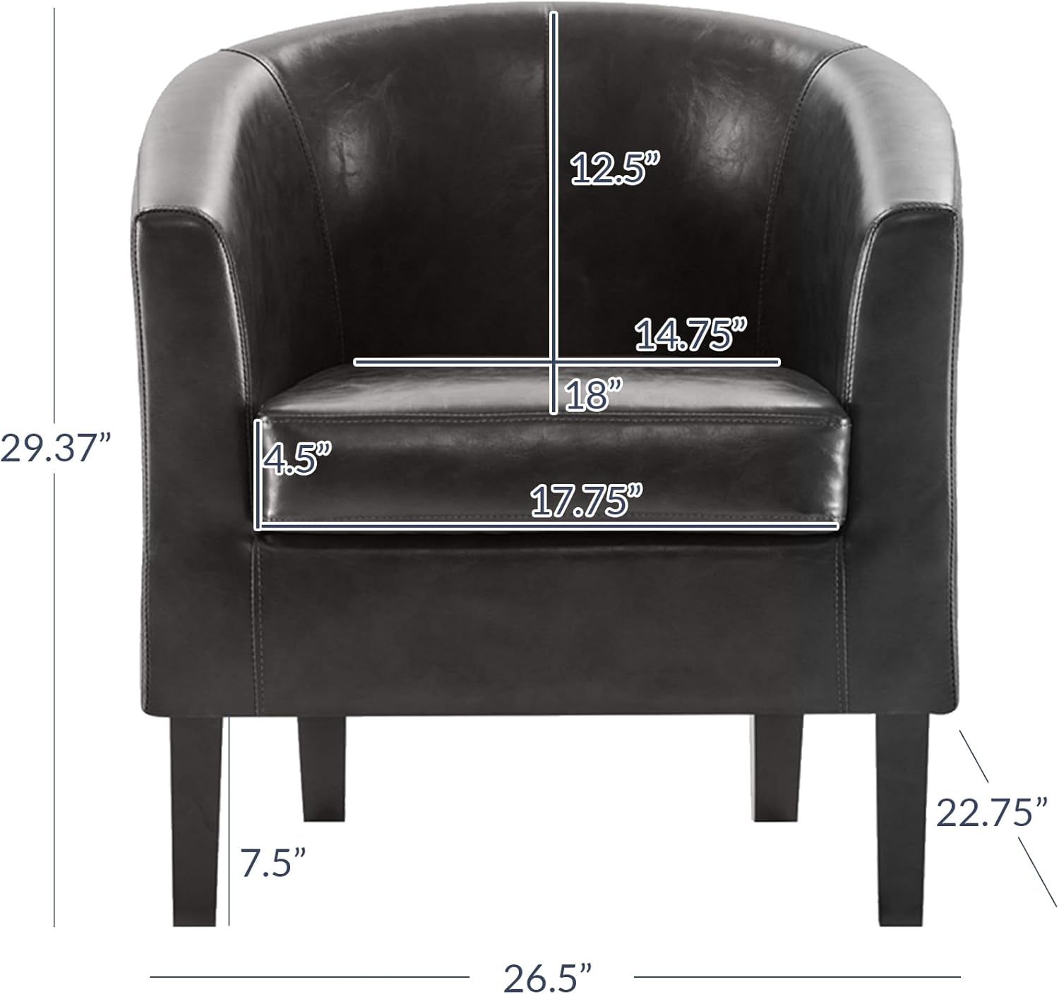 BELLEZE Accent Barrel Chair Set of 2, Linen Round Chair Club Tub Sofa Corner Chair with Flared Legs
