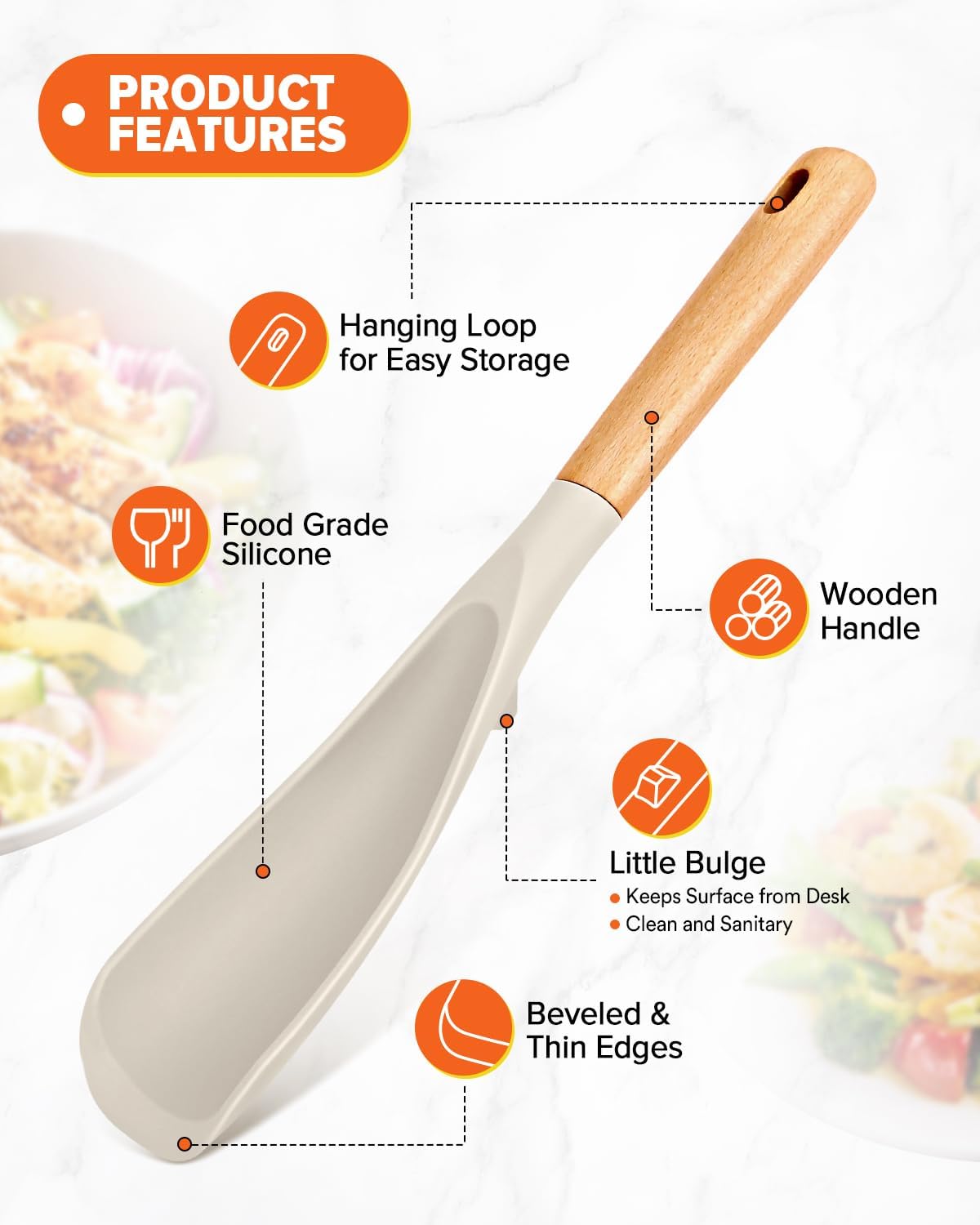 Cooking Spoon and Scraper for Nonstick Cookwares, Great for Cooking and Serving Durable BPA-Free