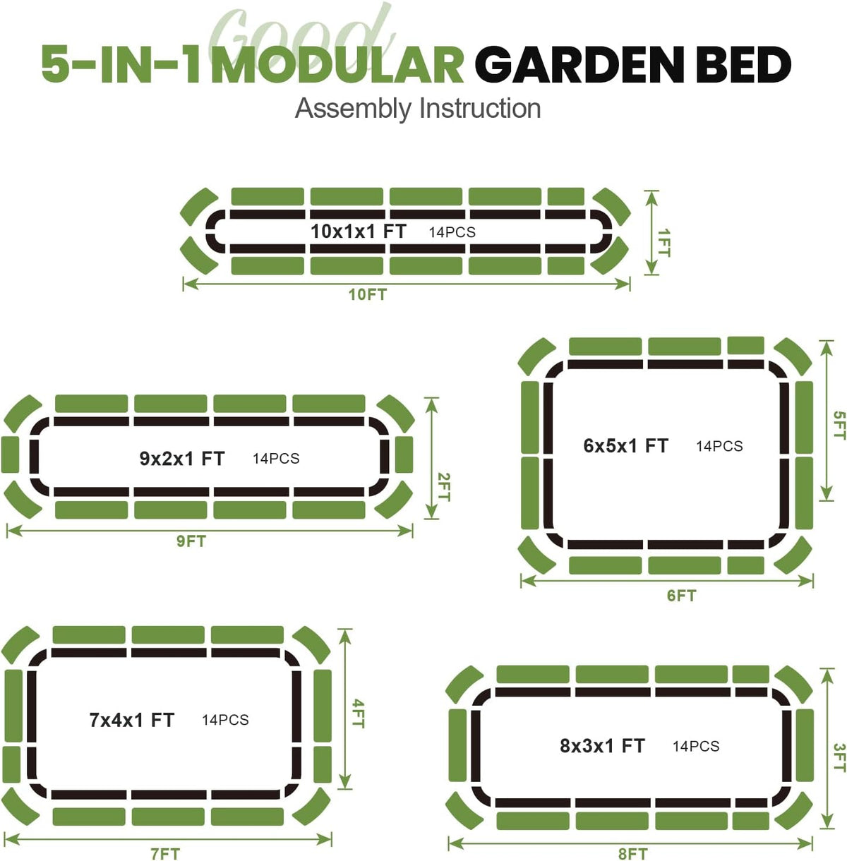5-in-1 Adjustable Raised Garden Bed Kit | Galvanized Planter Boxes for Vegetables, Flowers | 12"