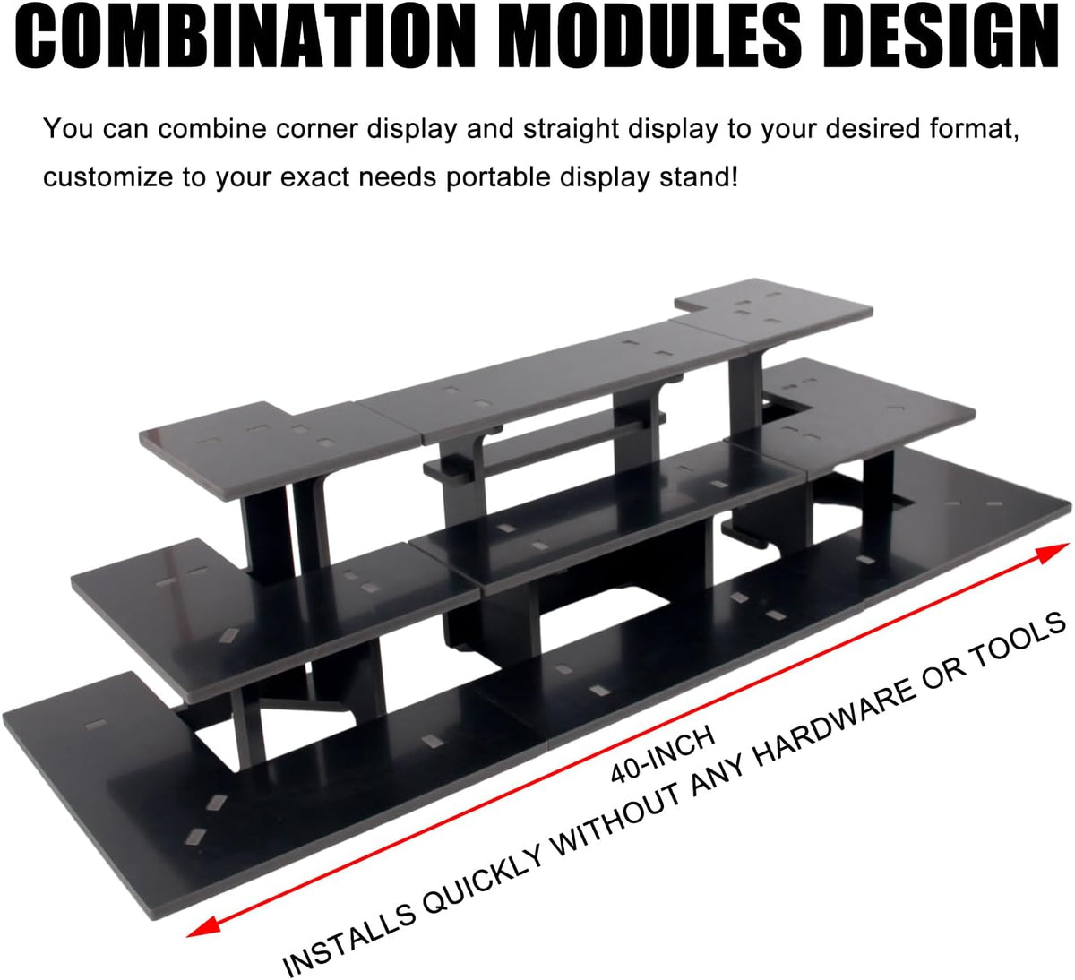 WANLIAN 3-Tier Straight Retail Table Display Stand, Portable Display Rack Shelves for Vendors