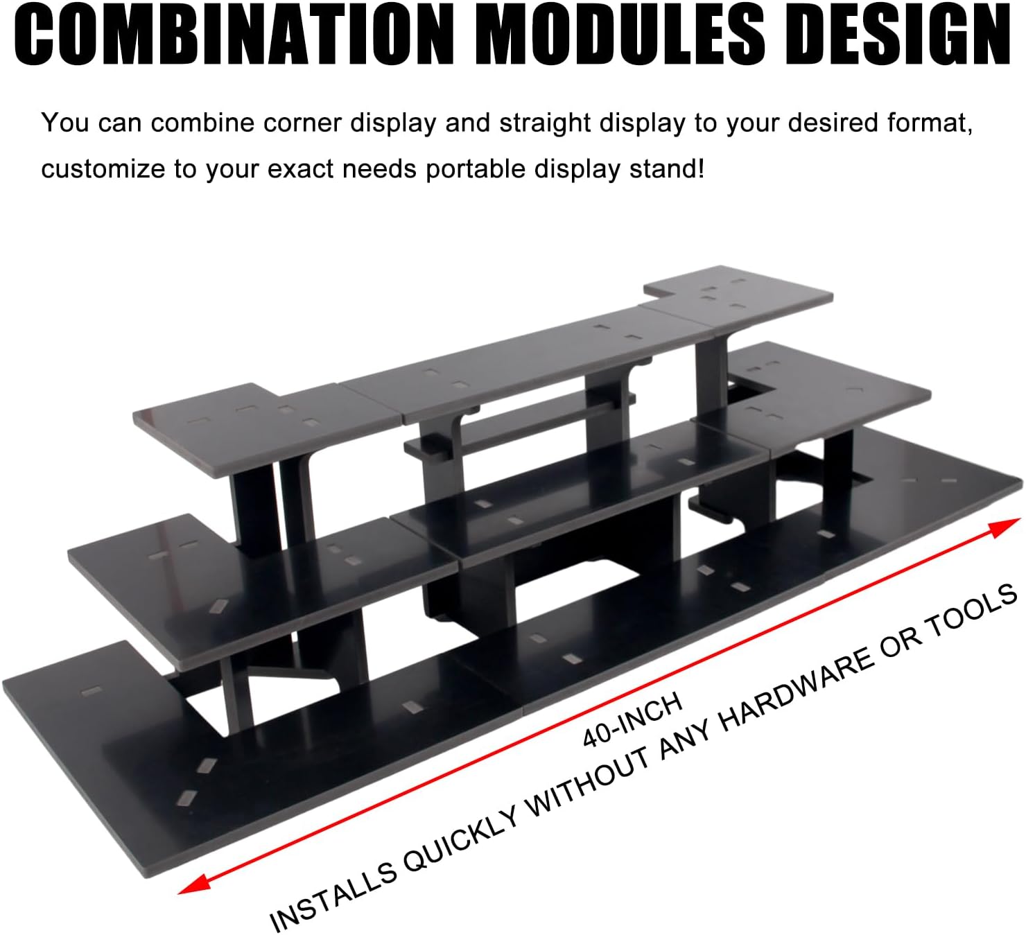 WANLIAN 3-Tier Straight Retail Table Display Stand, Portable Display Rack Shelves for Vendors
