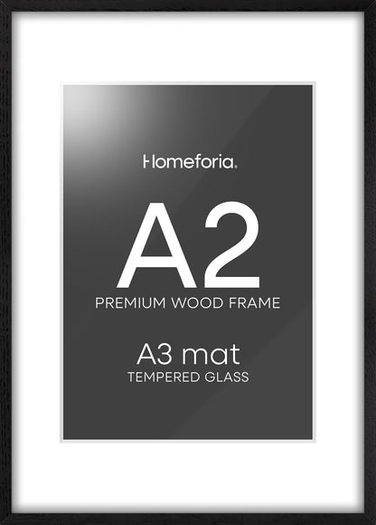 Homeforia A2 Black Wood Frame, High End Oak 16.5 x 23.4 Black Wooden Poster Frames Matted to 11.7