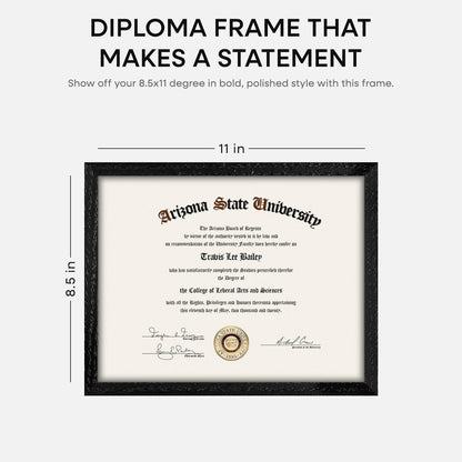 Homeforia 8.5x11 Diploma Frame Black Wood, High End Oak 8.5 x 11 Certificate Frames, 11x8.5 Black
