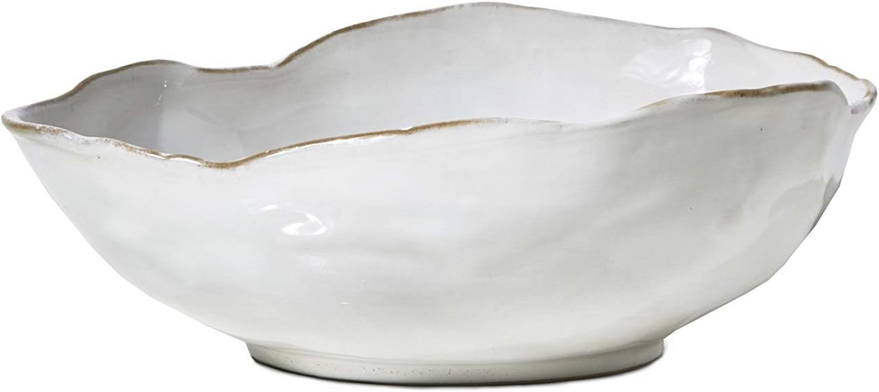 Serene Spaces Living Medium Free-Form Edge Glazed Ceramic Bowl – Stylish Fruit Bowl, Dinnerware