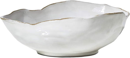 Serene Spaces Living Medium Free-Form Edge Glazed Ceramic Bowl – Stylish Fruit Bowl, Dinnerware