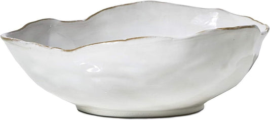 Serene Spaces Living Medium Free-Form Edge Glazed Ceramic Bowl – Stylish Fruit Bowl, Dinnerware
