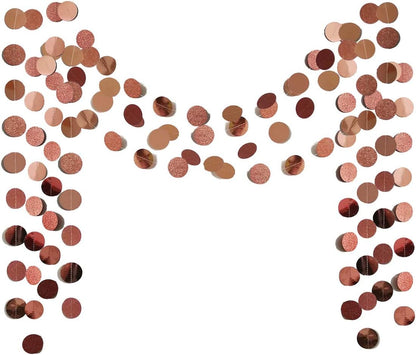 6 Pcs Glitter Rose Gold Paper Circle Dots Garland Party Hanging Decorations Bachelorette Party