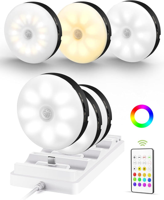 EZVALO Under Cabinet Lighting with Charging Station,1000mAh Rechargeable Puck Lights with Remote, 3