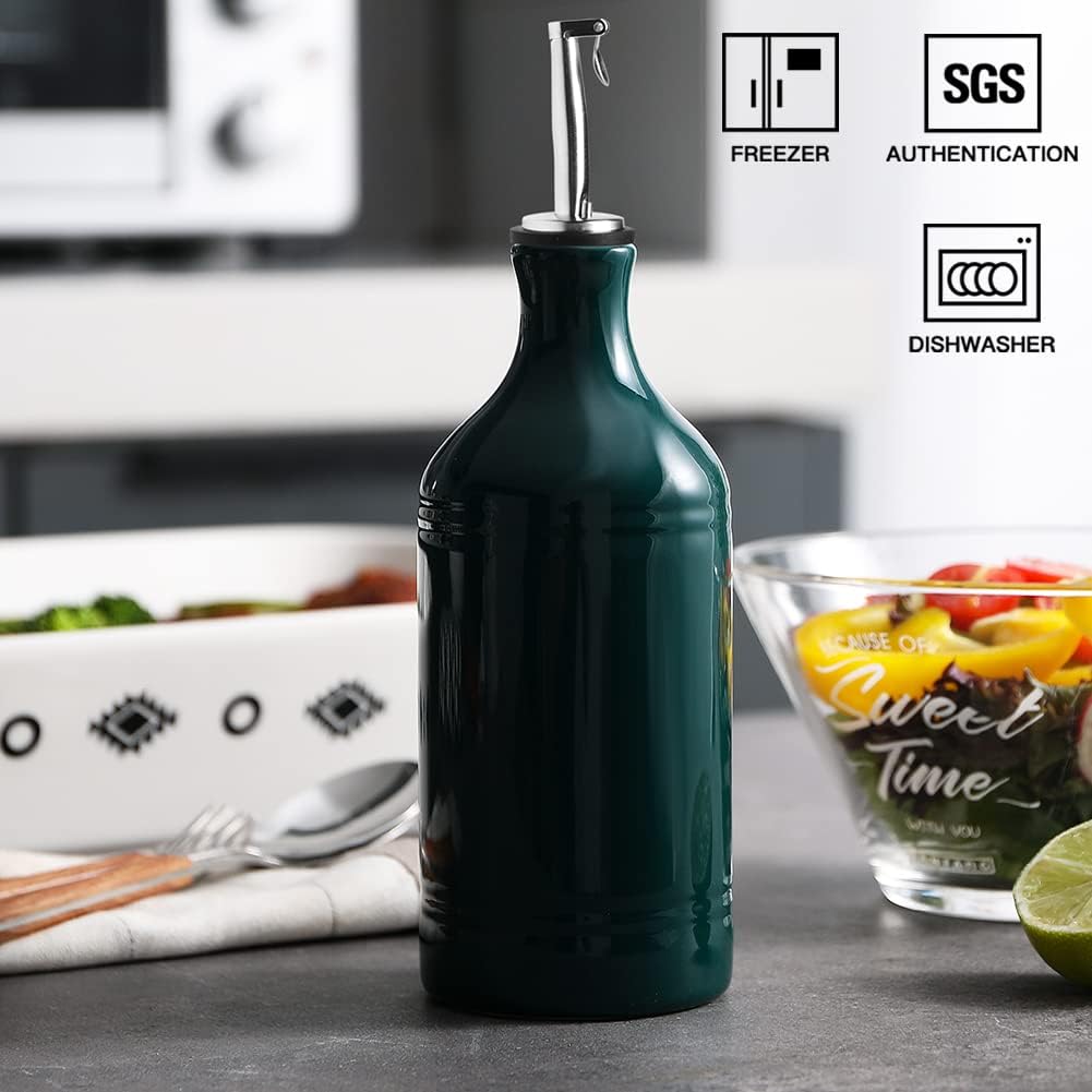 Sweejar Ceramic Olive Oil Dispenser Bottle, Opaque Oil Cruet Protects Oil, Suitable for Storage
