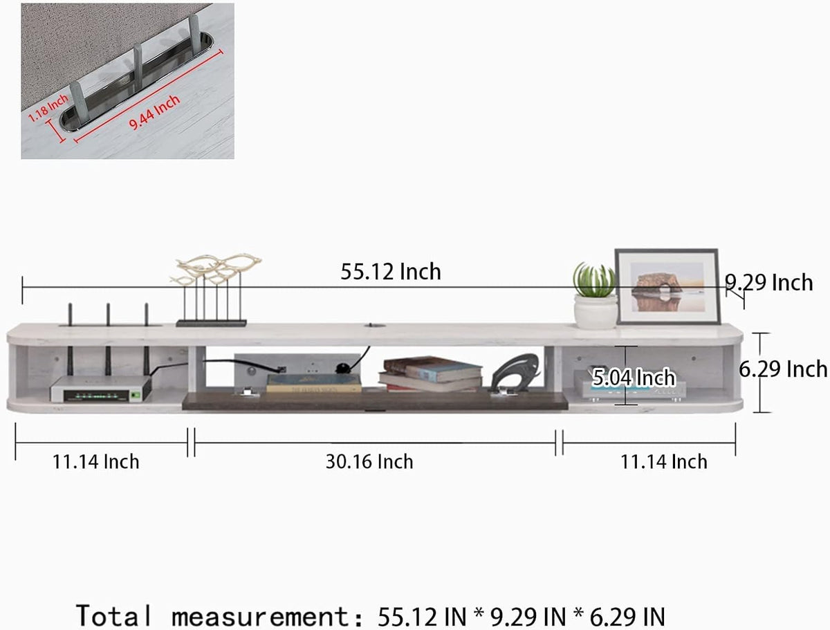 Pmnianhua Floating TV Console,55'' Wall-Mounted Media Console,Floating TV Cabinet,Modern Floating