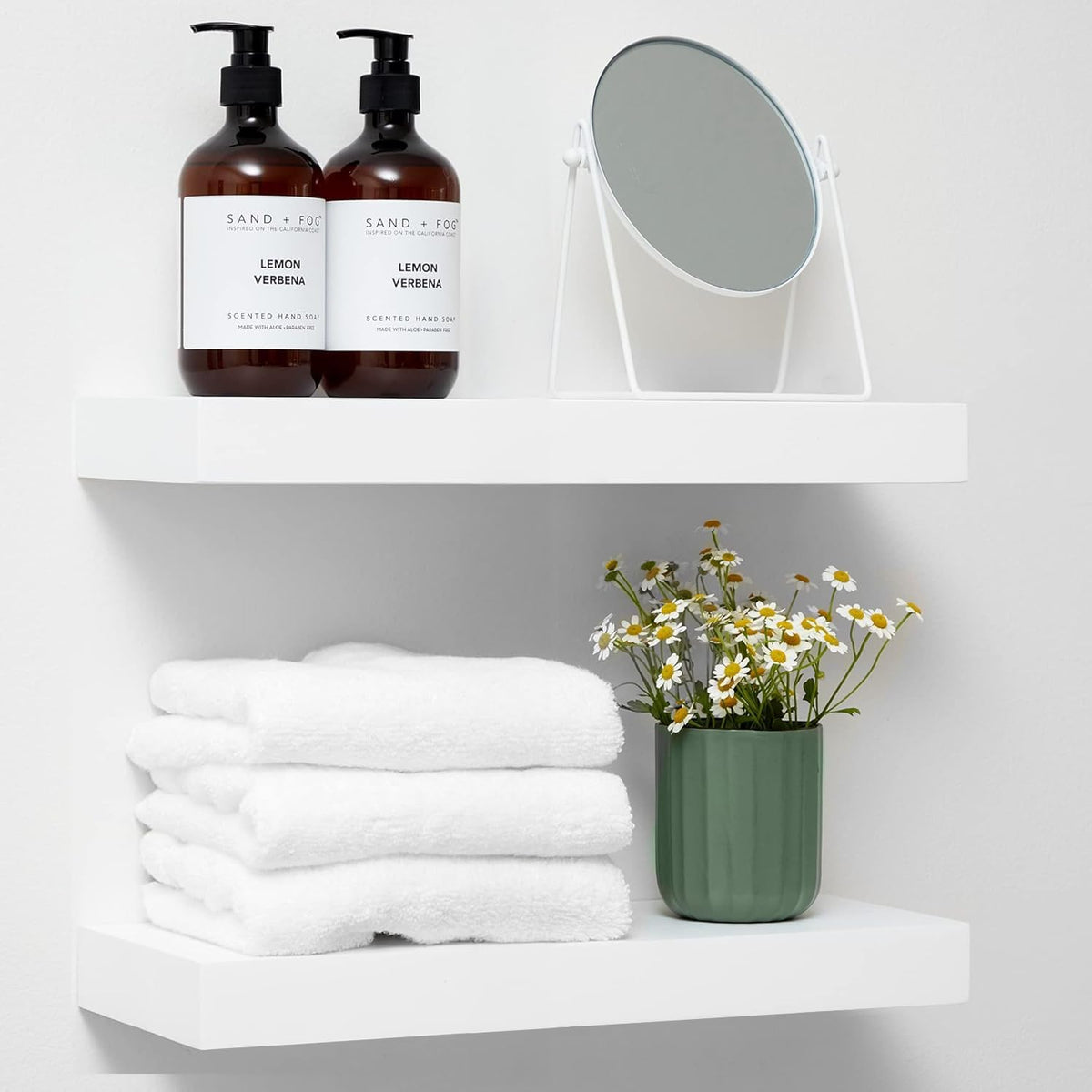 Homeforia White Floating Shelf 18 inch, High End Solid Real Wood 18inch Bathroom Floating Shelves