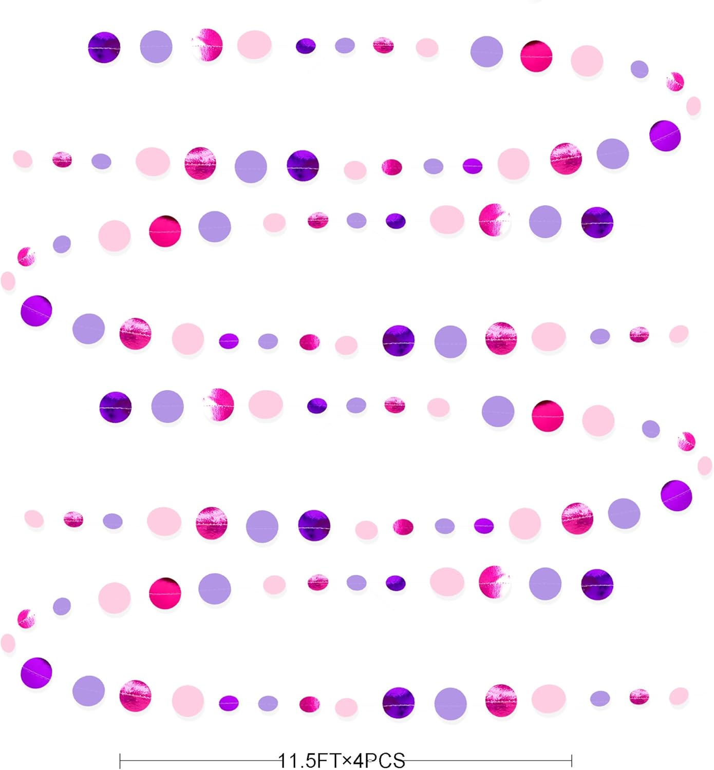 Pink and Purple Party Decorations Circle Dots Garland Hot Pink Lavender Hanging Polka Dot Streamer