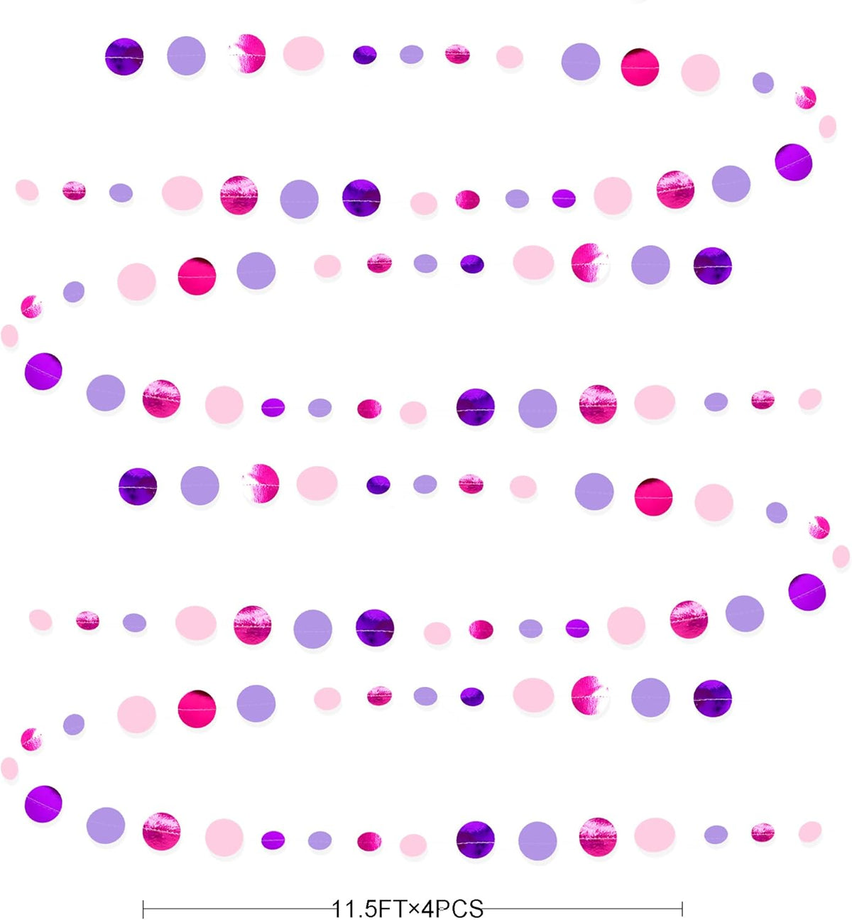 Pink and Purple Party Decorations Circle Dots Garland Hot Pink Lavender Hanging Polka Dot Streamer