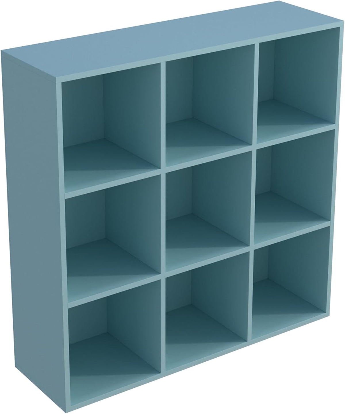 9-Cube Storage Shelf Bookcase - Wooden 3-Tier Floor Standing Open Bookshelf for Home and Office