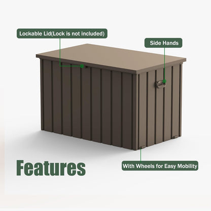 Domi Deck Box 150 Gallon, Waterproof Lockable Steel Outdoor Storage Container for Outside Cushions
