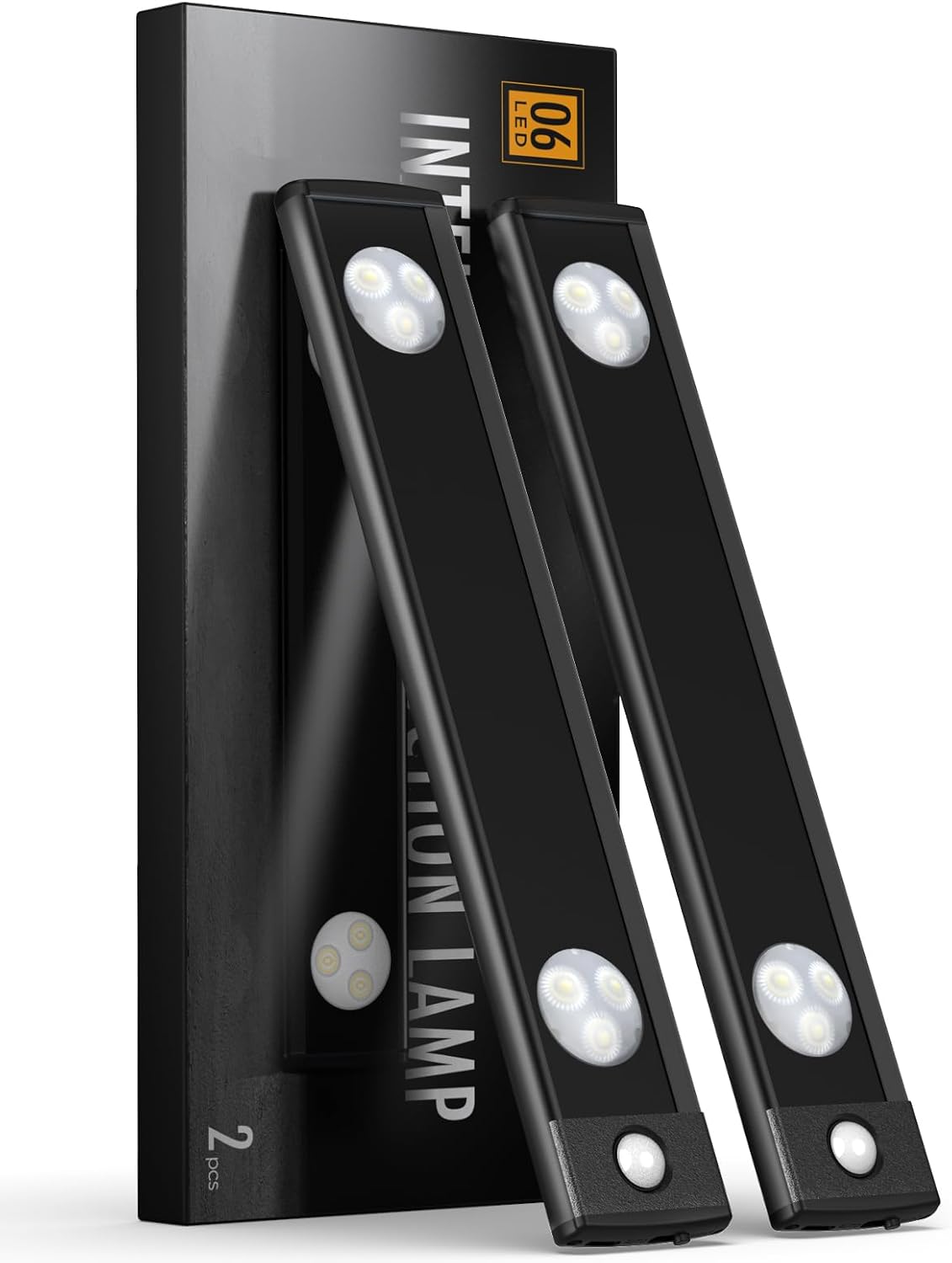 Under Cabinet Lights, Wireless Motion Sensor Light Indoor, Black 10in LED White Lighting