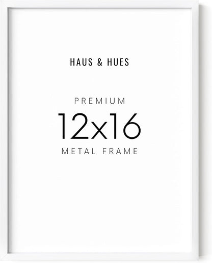 HAUS AND HUES White 12x16 Picture Frame - Modern Aluminum Wall Art Display - Minimalist