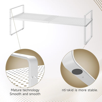 Hole Pattern Expandable Shelf Organizer,2Pack 8.1" Wide Easy to Assemble Cabinet Organizer Shelf