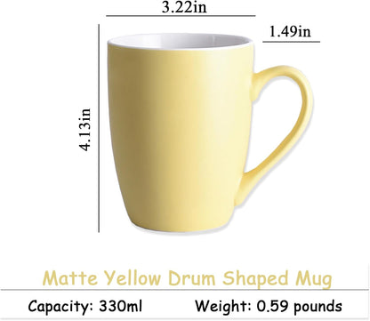 Coffee Mugs Set of 6, 12oz Ceramic Coffee Mugs with Handle, Matte Porcelain Yellow Coffee Mug for