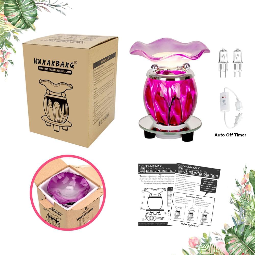 HUNANBANG 3 in 1 Electric Oil Warmer Scented Wax Warmer with with Auto Off Timer Candle Wax Melt