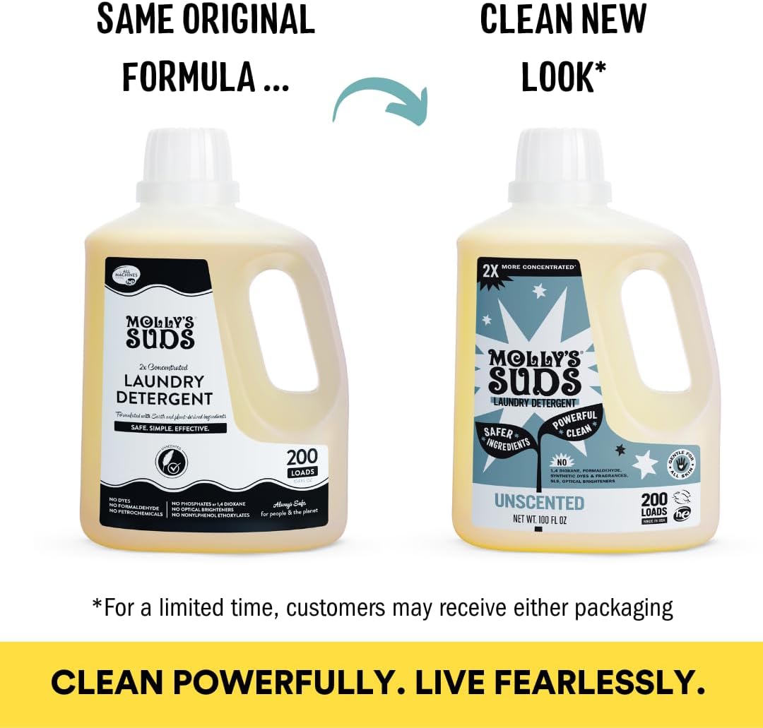 Molly's Suds Liquid Laundry Detergent | Clean Laundry Detergent Soap for Sensitive Skin | 2x