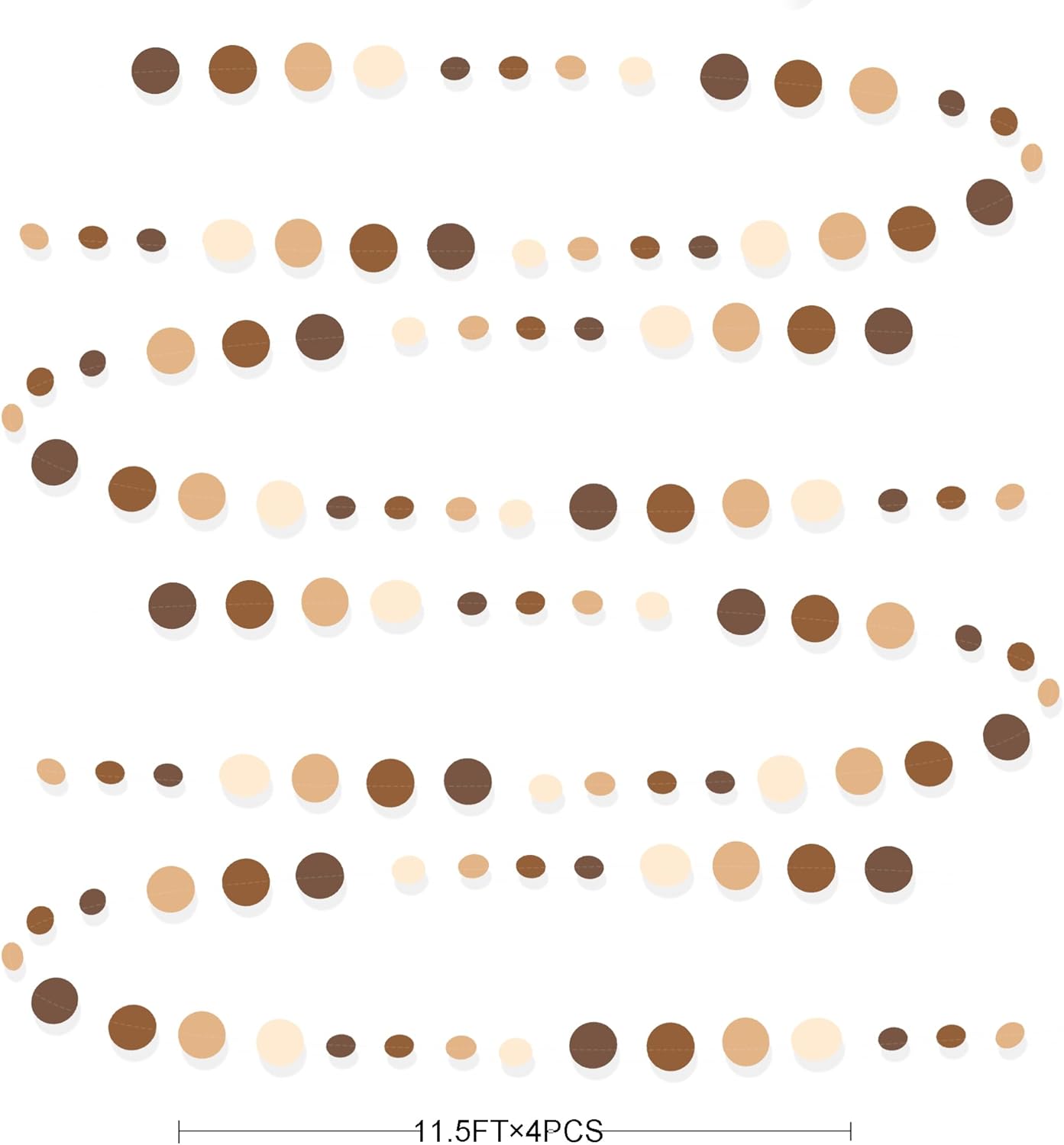 Ombre Brown Party Decorations Polka Dots Garlands Cream Tan Brown Boho Hanging Paper Circle Dots