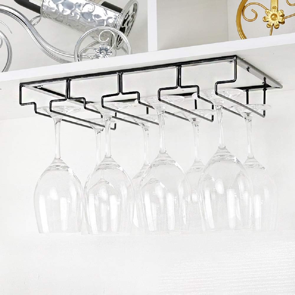 Wine Glass Rack Under Cabinet - Stemware Holder Metal Wine Glass Organizer Glasses Storage Hanger