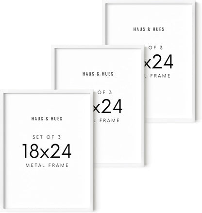 HAUS AND HUES 18x24 White Metal Picture Frames - Features Premium Aluminum, Vertical & Horizontal