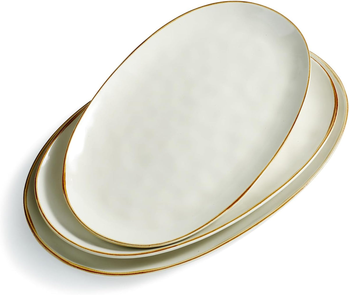 famiware Serving Platter, Oval 15.59/14.3/12.9inch Serving Dishes for Entertaining, Serving Bowls