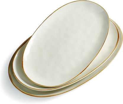 famiware Serving Platter, Oval 15.59/14.3/12.9inch Serving Dishes for Entertaining, Serving Bowls