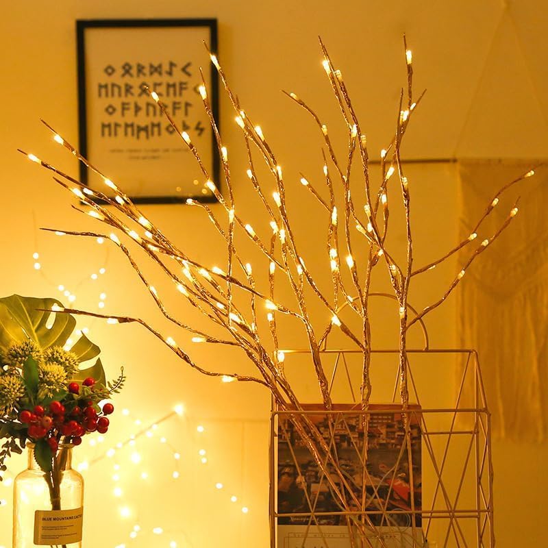 DK177 4 Pack Led Branch Light Battery Operated Lighted Branch Vase Filler Willow Tree Artificial