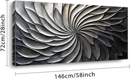 LASMOND Abstract Black and White Wall Art for Living Room Modern Canvas Print Painting Lines Flower