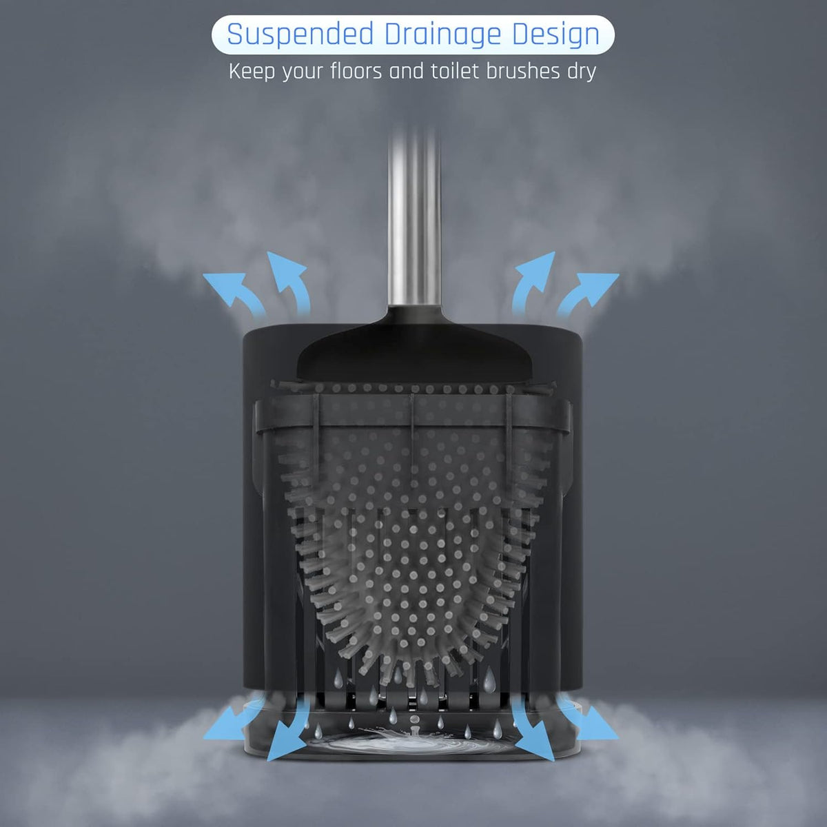 Sellemer Toilet Brush and Holder Set - Flexible Toilet Bowl Brush Head with Silicone Bristles