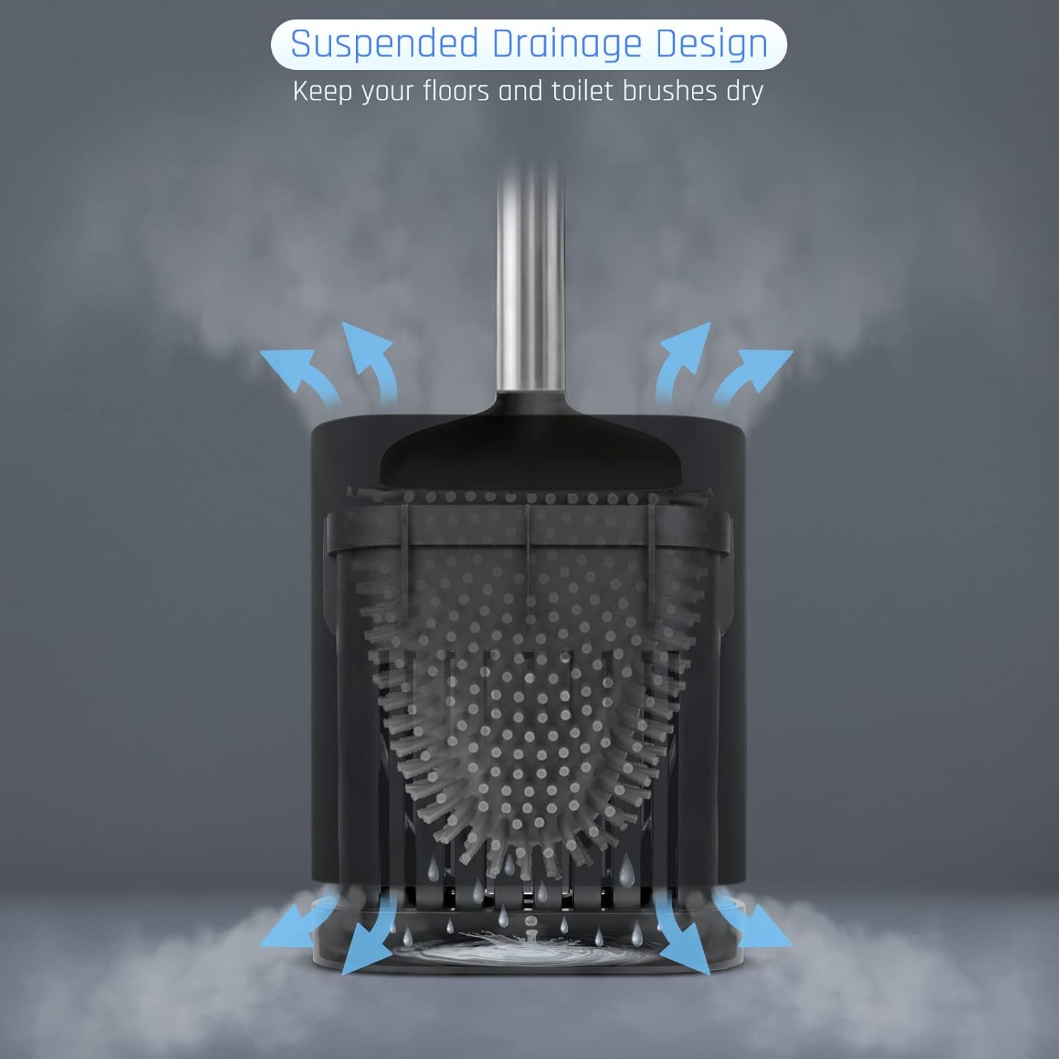 Sellemer Toilet Brush and Holder Set - Flexible Toilet Bowl Brush Head with Silicone Bristles