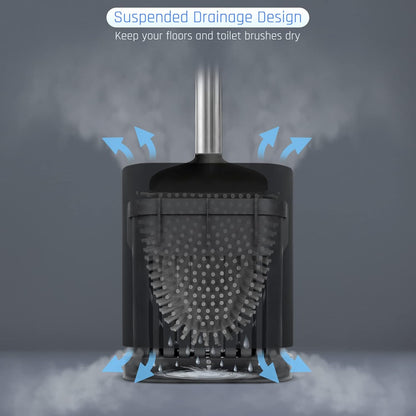 Sellemer Toilet Brush and Holder Set - Flexible Toilet Bowl Brush Head with Silicone Bristles