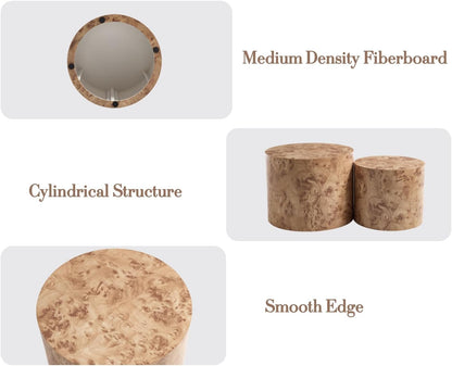 EALSON Nesting Coffee Tables Set of 2 Farmhouse Small Round End Tables Modern Wood Circle Side