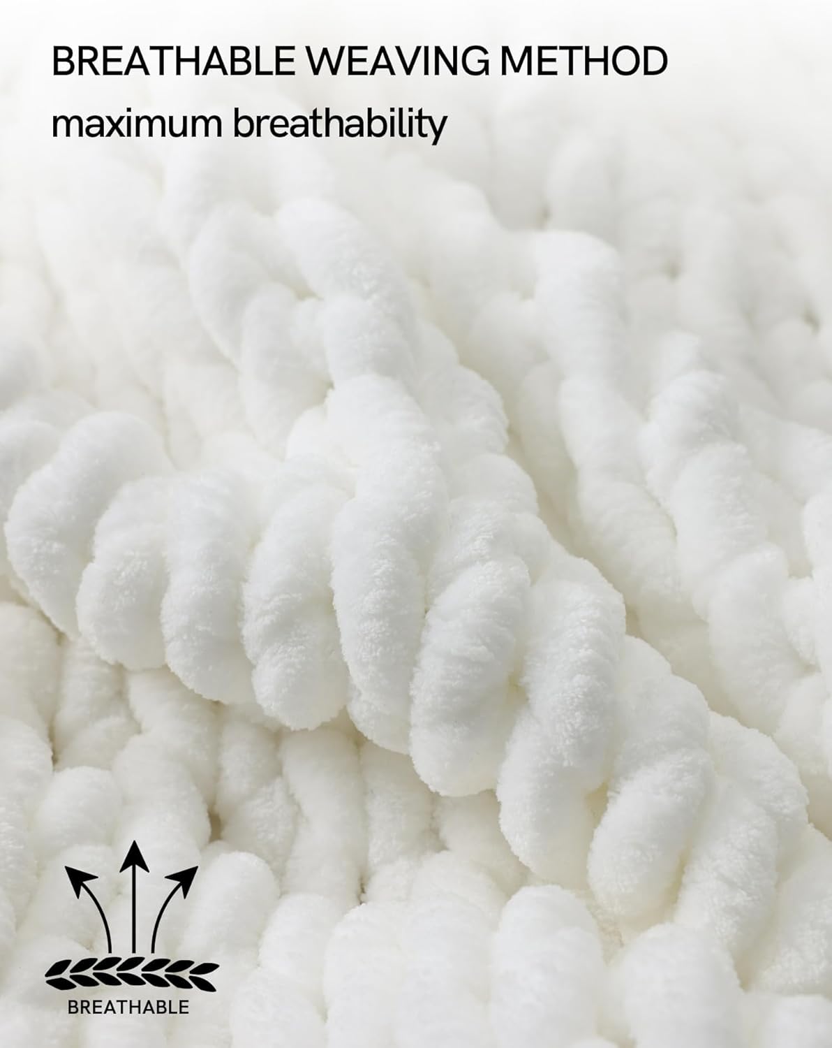 YnM Chunky Throw Blanket, Hand Knitted with Chenille Yarn, Skin Friendly, Ventilated and