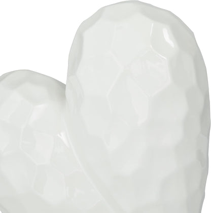 Deco 79 Porcelain Ceramic Heart Decorative Sculpture Dimensional Angled Origami Inspired Home Decor