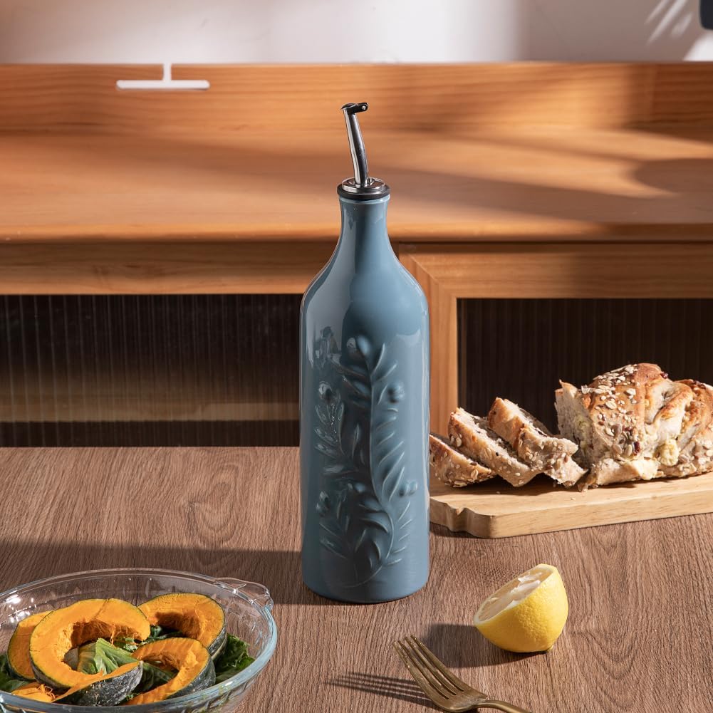 Sweejar Large Olive Oil Dispenser Bottle with Spout, 24 Oz Ceramic Oil Dispenser for Kitchen