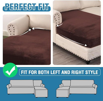 H.VERSAILTEX Velvet Stretch Individual Chaise Cover Sectional Couch Covers for L Shaped Sofa Both