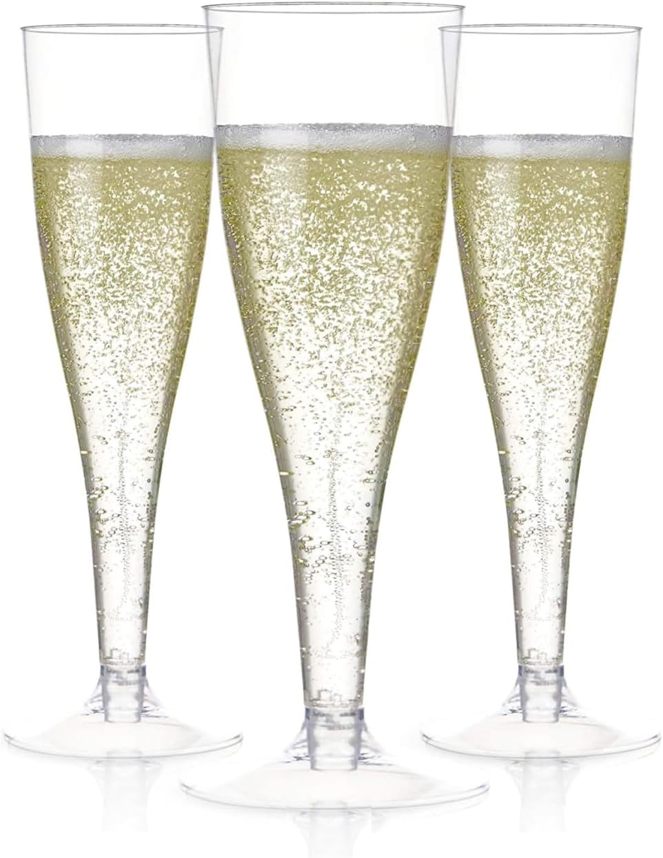 Prestee Set of 200 Plastic Champagne Flutes - Clear Champagne Glasses for Parties, Weddings, Events