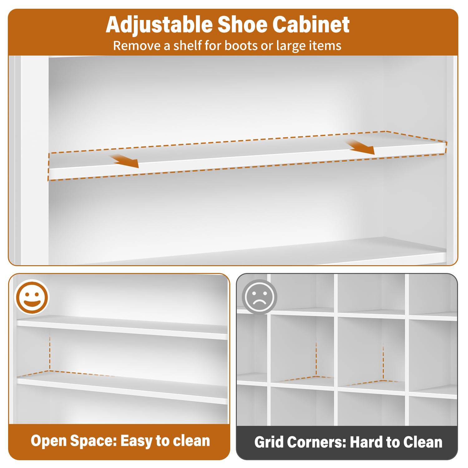 knoworld Freestanding Shoe Cabinet, Holds 40-45 Pairs, 71 Inch Tall 9-Tier Shoe Rack with