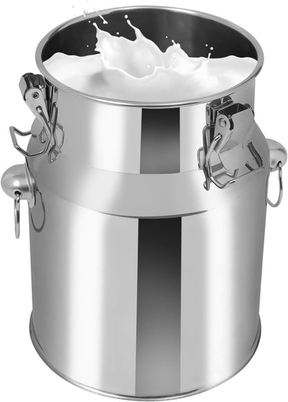 Stainless Steel Milk Can, 201 Stainless Steel Pail 1Gal Milk Can with Sealed Lid, 5L Hanging Lid