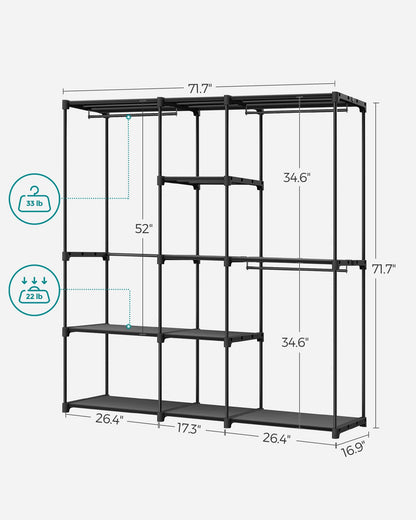 SONGMICS Portable Closet, Freestanding Closet Organizer, Clothes Rack with Shelves, Hanging Rods