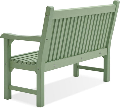 Psilvam Garden Bench, 2-Person Poly Lumber Patio Bench, All-Weather Outdoor Bench That Never Rot