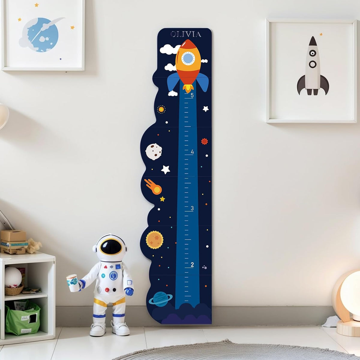 Personalized Name Growth Chart for Wall, Rocket Wood Height Chart for Kids, Height Measurement for