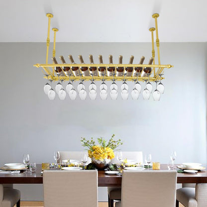 Hanging Wine Rack 47" Wall Mounted Wine Glass Rack Ceiling Adjustable Hanging Bar Glass Holder